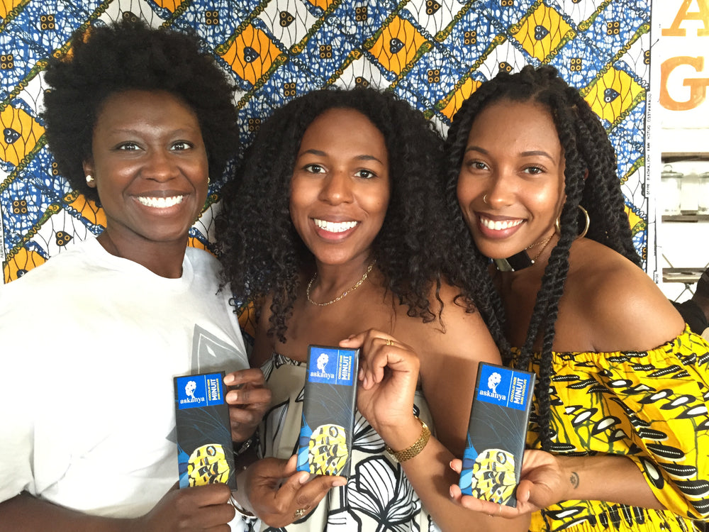Health-conscious chocolate lovers enjoying our Haitian chocolate bars 