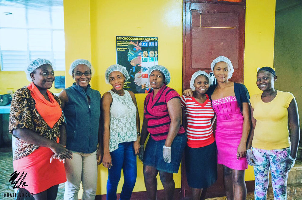 The Askanya Chocolates amazing chocolate making team made up of local Haitian women